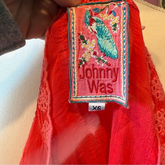 Johnny Was Bright Pink Pintuck Eyelet Tunic Size XS Boho Flowy - Picture 3 of 10